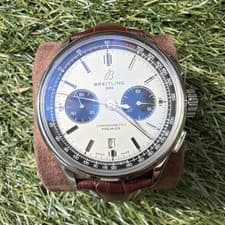Breitling Premier Chronometer Chronograph Automatic Brown Leather Strap Watch