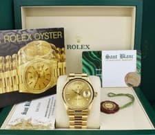 ROLEX 18kt Gold Day Date President Champagne Diamond T Swiss Dial Model 18038
