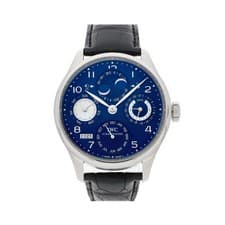 IWC Portuguese Perpetual Calendar White Gold Auto 44mm Blue Watch IW5032-03