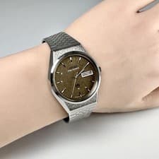 Seiko King Twin Quartz 9723-8050 Brown Dial Day Date Vintage Men's Watch Japan