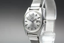 Vintage 1960s Omega Geneve Cal.681 Silver Date 24mm Manual Women's Watch JAPAN
