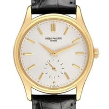 Patek Philippe Calatrava 18k Yellow Gold Silver Dial Mens Watch 5023 5023J