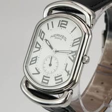 [NEAR MINT] Vintage HERMES Rally RA1.810 Small Seconds White Dial Qz Men's Watch