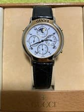 Gucci 8300 Quartz Watch Moonphase Chronograph Vintage White Dial