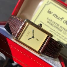 Cartier Must Tank .925 Argent Manual Wind "Lemon Dial" Wristwatch Box & Papers