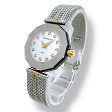 CENTURY Time Gem Quartz Watch Diamond Shell K18 24mm Beige Dial