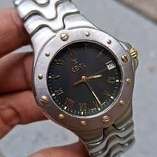 RARE Ebel sportwave midsize black dial roman Swiss Quartz Integrated Bracelet