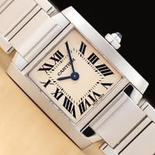 CARTIER LADIES TANK FRANCAISE W51008Q3 20MM IVORY ROMAN STAINLESS STEEL WATCH