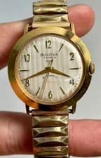 Vintage Rare Bulova Men's Automatic Watch 17 Jewels Waterproof ~ 10 Microns 18KT