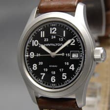 [Near MINT] HAMILTON Khaki Field H684112 47mm Black Dial Date Quartz Men's Watch