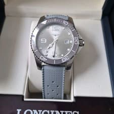 Longines Automatic Diver 300m Gray Dial Watch Gray Rubber Strap Stainless Steel