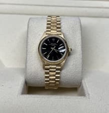 Rolex Datejust Balck Dial Fluted Bezel 18kt Gold 69178 watch only