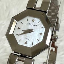 Century Time Gem Shell Dial Diamond Women's Quartz Watch Used Authentic