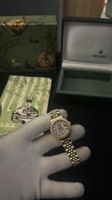 Rolex Datejust Steel & 18k Gold Custom Diamond Dial & Bezel 26mm Watch 6516