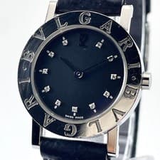 BVLGARI Bulgari Bulgari BB26SLD Black Dial Diamond Bezel Ladies Watch