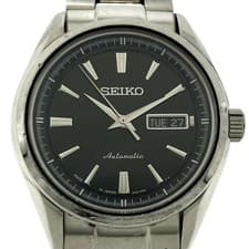 SEIKO 4R36-03H0 Automatic Watch Black Dial Silver Bracelet Working Used