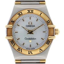 OMEGA Constellation White shell Dial Quartz Yellow Gold Stainless Steel