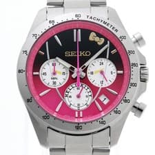 Seiko Hello Kitty 500 Series Shinkansen Watch Pre-owned Pink Black Stainless Ste