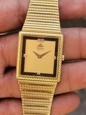 Seko 7430-5740 Tank 25 mm Champagne Dial Two Tone Rectangle Men's Quartz Watch