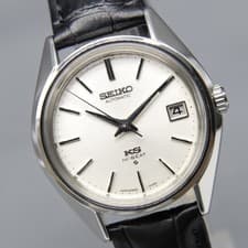 Overhauled [N MINT] Vintage King SEIKO 5625-7113 35mm Silver Date AT Men's Watch