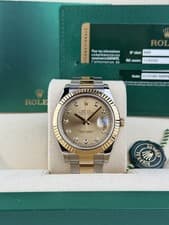 Rolex Datejust 41 Champagne Diamond Fluted Oyster Preowned 2014 116333
