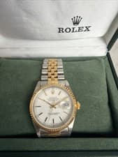 Rolex Oyster Perpetual Datejust 36mm Steel & Gold, White Dial With Box & Papers