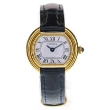 Cartier Ellipse SM White dial YG× Leather Manual wind yellow gold watch Used 0c1