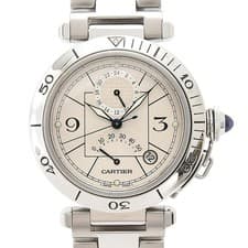CARTIER WATCH W31037H3 PASHA GMT AUTOMATIC SILVER DIAL STAINLESS STEEL MEN'S F/S