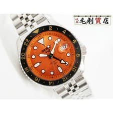 Seiko 5 GMT Sports SKX Series Automatic Orange Dial Stainless Steel New From Jap