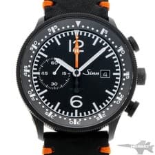 SINN Instrument Chronograph 717 Automatic Black Dial Leather Strap Mens Watch