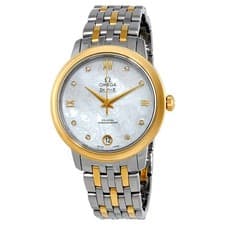 Omega De Ville Prestige MOP Diamond Dial Steel and 18K Yellow Gold Ladies Watch