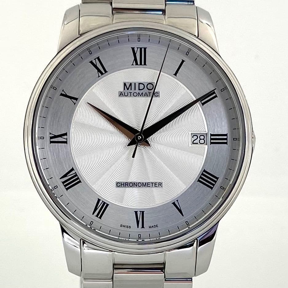Mido Baroncelli Chronometer M010408A Automatic Watch Silver Used