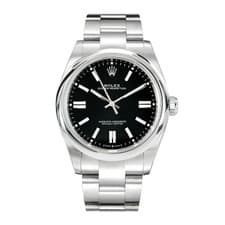 Rolex Oyster Perpetual 41 Watch 41MM Black Index Hour Markers Dial Stainless ...