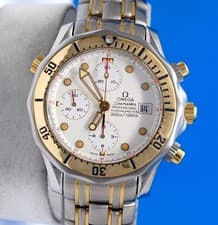Mens Omega Seamaster 18K Gold Professional Chronograph watch White Dial 2398.20