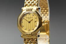 [N MINT] Christian Dior D64.151 25mm Octagon 11P Diamond Gold Qz Women's Watch