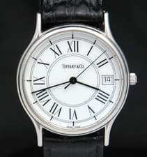 Tiffany & Co. Portfolio Watch Roman Classic White Dial Date 33mm SS New Battery