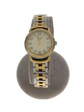 HERMES Pullman PU2.240 Date Women's Watch Quartz Silver Gold Tested