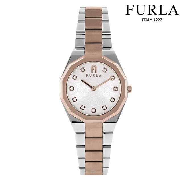 Furla 1927 Women Quartz Wristwatch Stainless Steel Silver Pink Gold