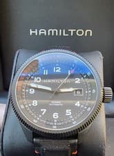 Hamilton Khaki Aviation Men's Black Watch with Leather Band - H76695733