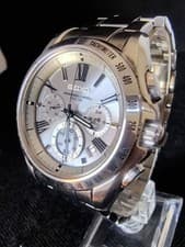 Seiko Brightz Chronograph Solar Radio Silver 45mm Mens wrist 17cm watch