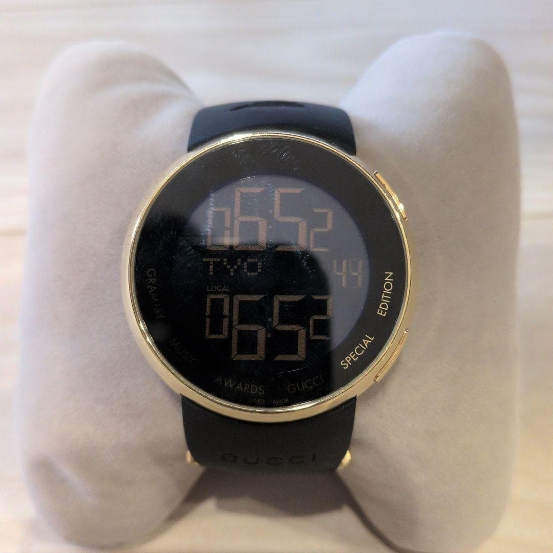 GUCCI I-Gucci Grammy Awards Wristwatch Gold Black A114215 with Accessories USED