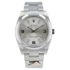 Rolex Air King Dominos Silver Dial Steel 34mm Automatic Unisex Watch 114200