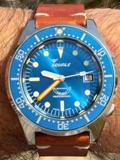 Squale 50 Atmos Blue Sunburst Dial-500M Diver-Full Set w/ Extra Straps-Excellent