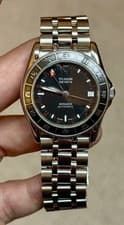 TUDOR Monarch Automatic Wristwatch Stainless Steel Black Dial Date Swiss Made