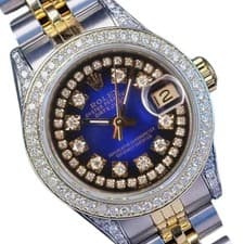Rolex Datejust Two-Tone 14KY Gold Steel Blue Vignette Diamond 1.60cts Watch