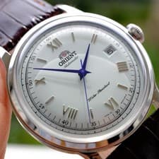 ORIENT Bambino Gen2 Automatic Watch Ivory Dial Blue Hands 3 Bar