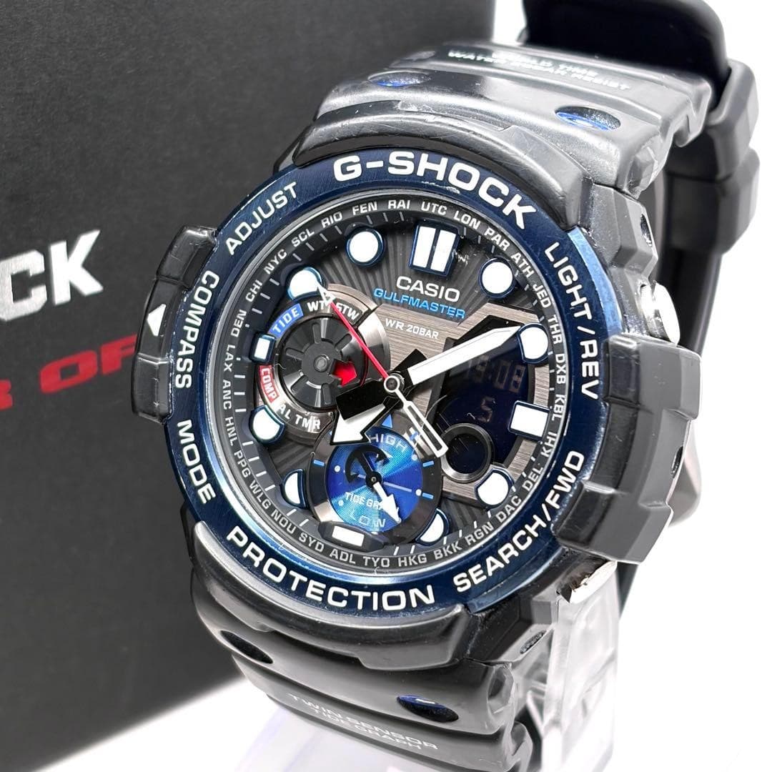 Casio G SHOCK Gulfmaster GWN 1000B 1BJF Solar Timepiece Watch Black Used