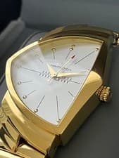 Hamilton Ventura Gold Watch with Genuine Flex Band Used Authentic