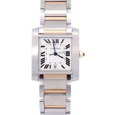 Cartier Tank Francaise  Stainless Steel 32mm White Dial Watch Ref# W51005Q4