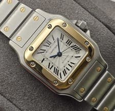 Cartier Santos Galbée 2423 Two-Tone Steel 18K Gold Silver Dial Auto 24mm Watch